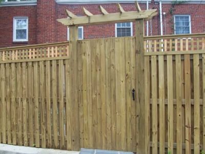 Board on Board Fence and Custom Arbor Gate