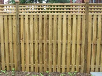 Board on Board Fence with a Lattice Topper