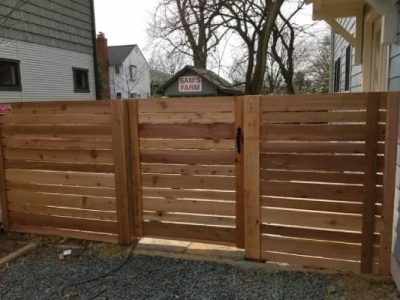 Cedar Horizontal Board Fence with Vertical Fascia