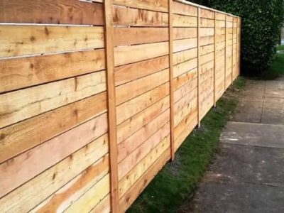 Horizontal Board Fence and Vertical Fascia