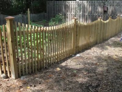 New England Spaced Picket with Dip and Copper Post Caps Fence