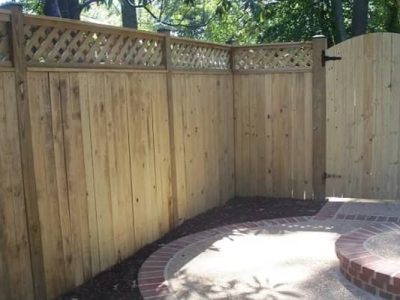 Solid Board Fence with a Lattice Topper