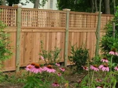 Solid Board Fence with Wide Lattice Topper